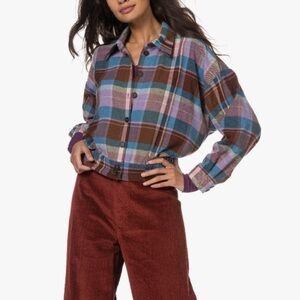 NWT ba&sh Marylou Wool Shirt Jackt Plaid Button-Up Women’s Top Size XS